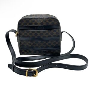 Authentic Celine Macadam PVC Leather Black Brown Shoulder Bag